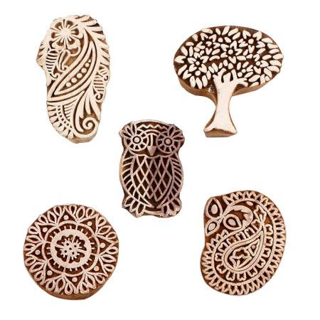 Set of 5 Piece New Mix Wooden Printing Blocks